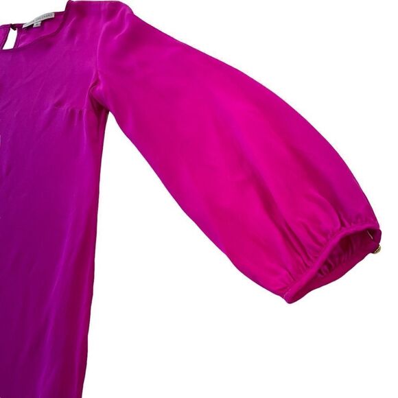 Amanda Uprichard Barbie Pink Silk Long Sleeve Sheath Mini Cocktail Dress, Small - Picture 8 of 12